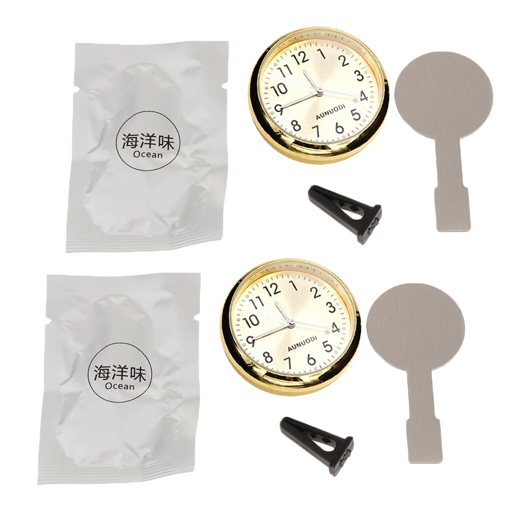 2 x Car Digital Clock Auto Watch Automotive Decoration Clock In Car - Golden