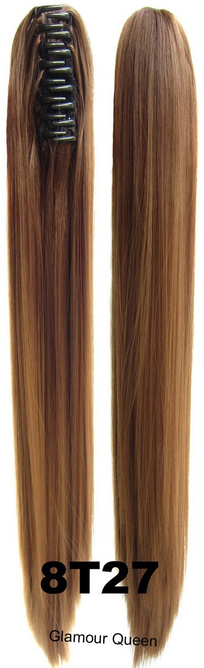 Vreugde & Beauty Haar Lang Steil Haar Paardenstaart Synthetische Clip Op Haar Ombretwo Tone Paardenstaart 24Inch Hoge Temperatuur Fiber: # 1B/Silver Grey