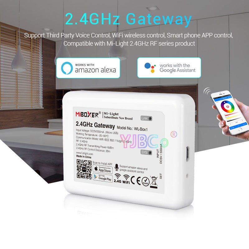 Dc5v miboxer trådløs wifi wl-eske 1- kontroller kompatibel med ios / andriod-system trådløs appkontroll til cw ww rgb-pære