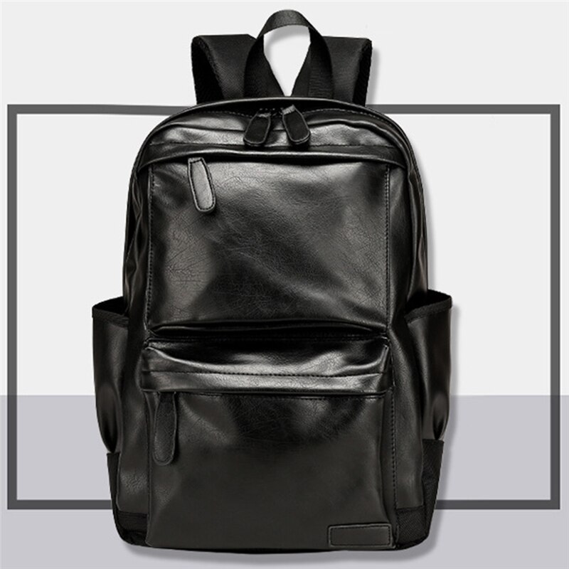 Unisex business rygsæk rygsække rejsetaske sort pu læder mænds skuldertasker teenage rygsæk mænd afslappet taske