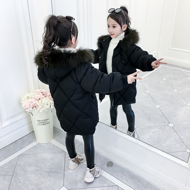 Mädchen Winter Feste Tasche Mäntel freundlicher Parkas Gepolsterte Baumwolle ist hingefallen Kapuze Jacke Mädchen Lange Warme Outfit 5 6 7 8 9 10 11 12 jahre