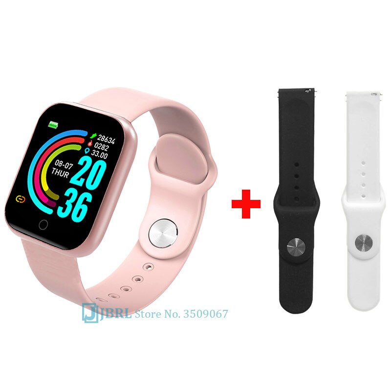 Newest Smart Band Women Men Smartwatch Bluetooth Ladies Fitness Bracelet Mens Waterproof Android IOS Phone Heart Rate Sports: pink add strap 3