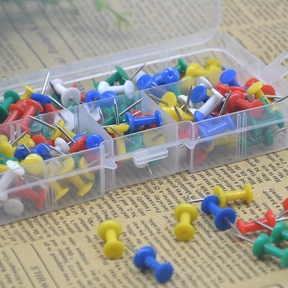 100pcs Map Pin Practical Durable Colorful Pushpins Steel Map Tack Push Map for Office Home