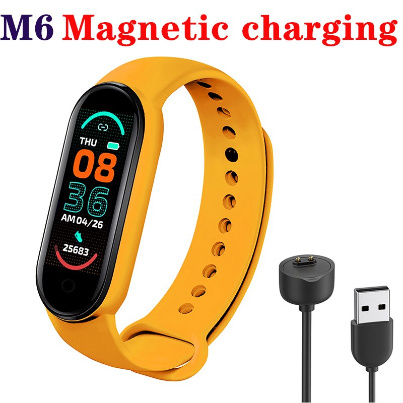 M6/M5 Smart Watch Heart Rate Blood Pressure Monitor Smart Bracelet Fitness Track Pedometer Sport Band For IPhone Xiaomi Android: A02-M6 Yellow