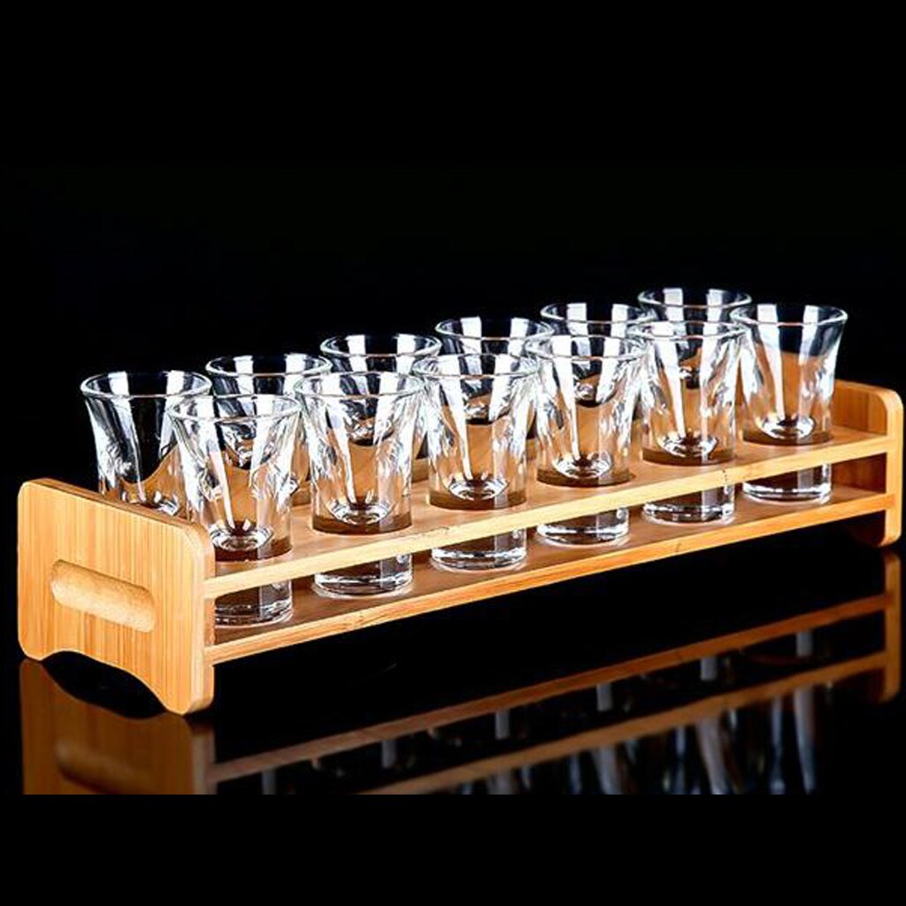 Support en verre en bambou | Plateau de service pour bar, tasse de Whisky, parfait pour les fêtes, les Bars, les Pubs et la maison