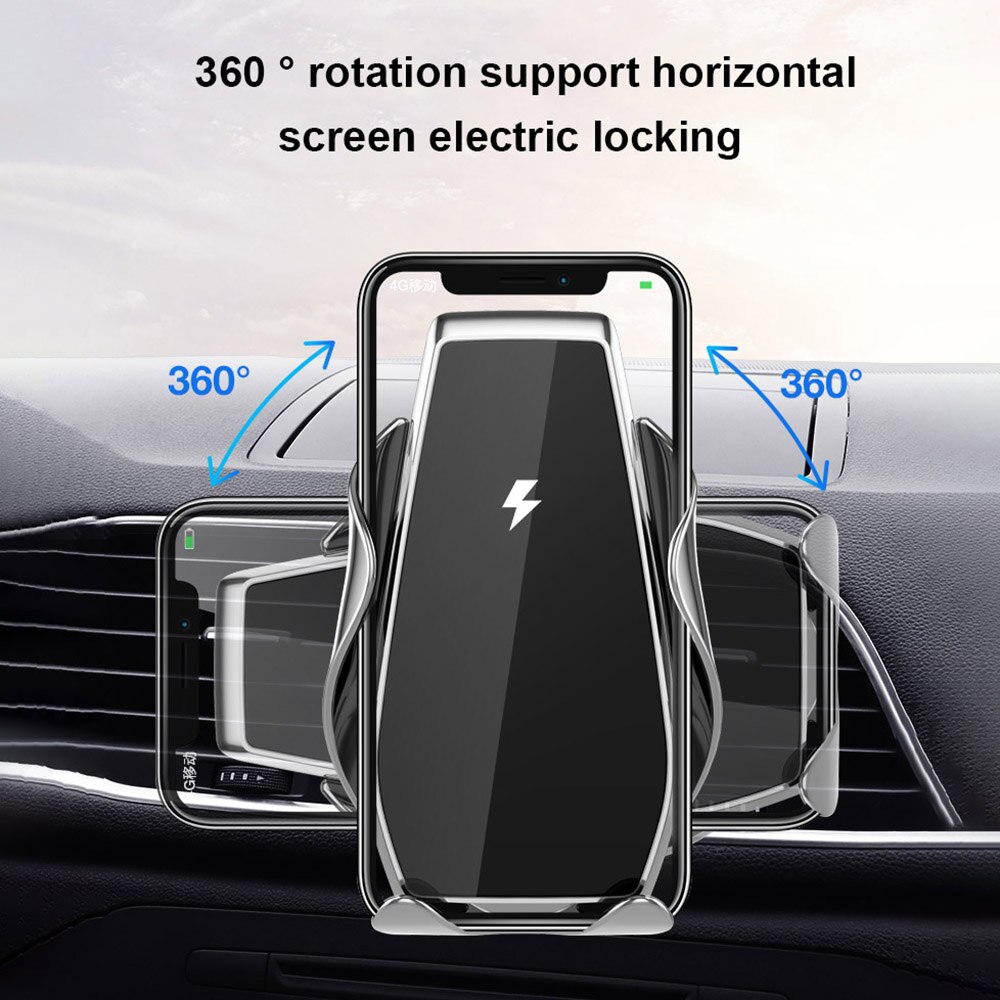 Wireless Car Charger 15W Qi Fast Charging Auto-Clamping Air Vent Mount for iPhone Samsung