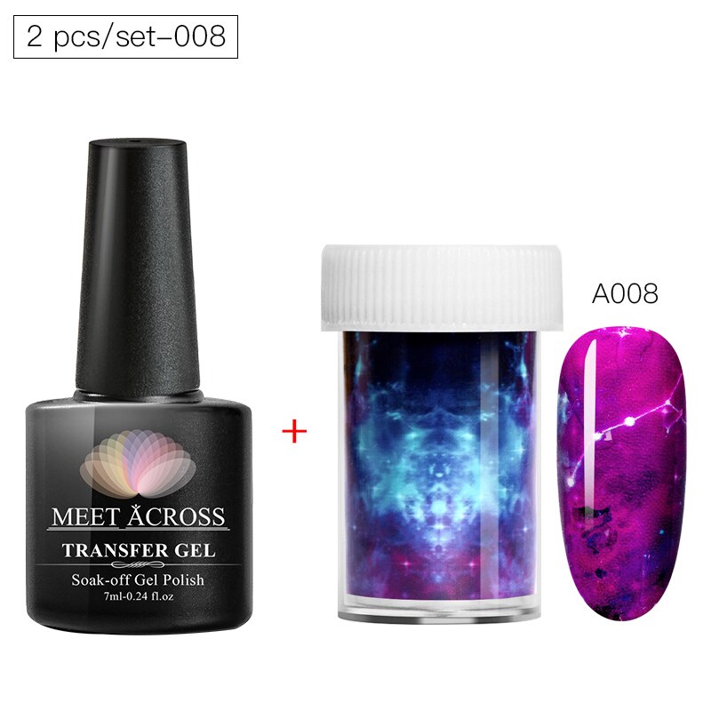Transfer klistermärke gel set nagelhäftande lim överföringsfolie klistermärke nagelfolie stjärnhimmel marmor nail art överföring klistermärken dekaler: Dzh 07328