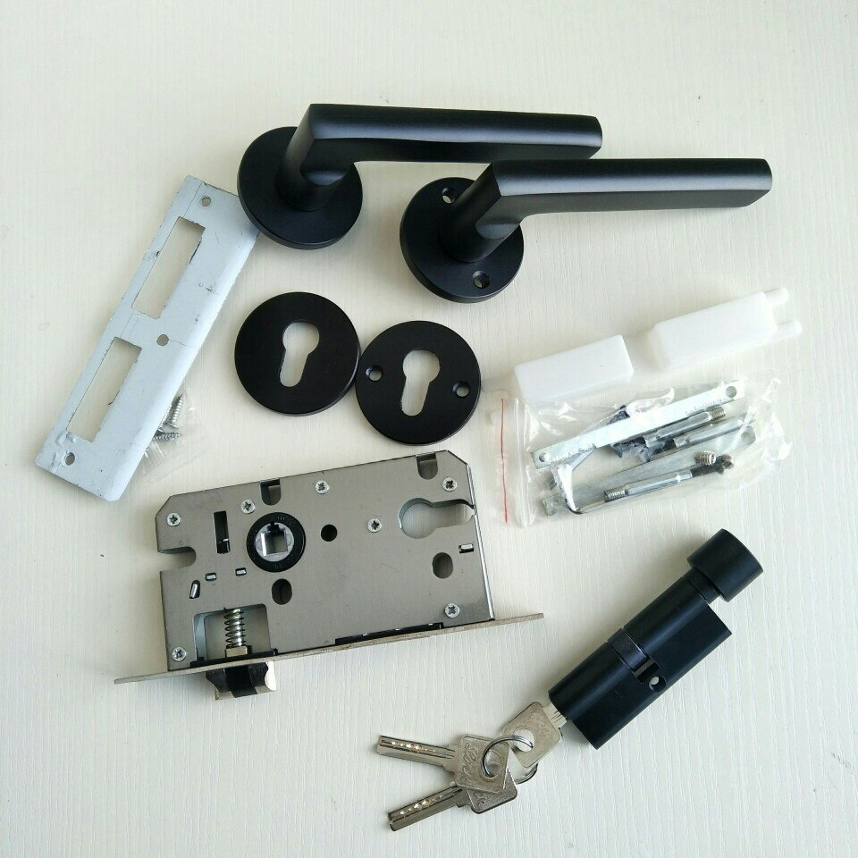 Alumimum Door Lock Indoor Door Lock Bedroom Black and White with Pattern Split Lock Alumina Handle Lock 58 Static Inter-Lock Bod