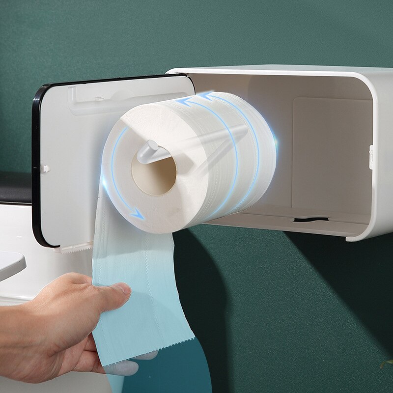 Bathroom Waterproof Toilet Paper Holders Wall Mounted Storage Box Double Layer Plastic Paper Holders Portable Tissue Box