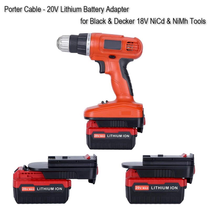 Hpa 1820 20v batteri konverter adapter til sort decker/stanley/porter kabel 20v max lithium batteri til black decker 18v ni-mh bat