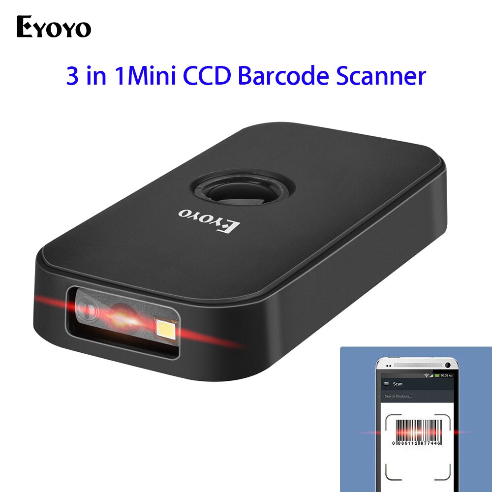 Eyoyo Mini Barcode Scanner, CCD Bluetooth &Ampere; USB verdrahtet &Ampere; 2,4 Drahtlose 1D Bar Code Leser Tragbare Bild Scanner Bildschirm Scannen