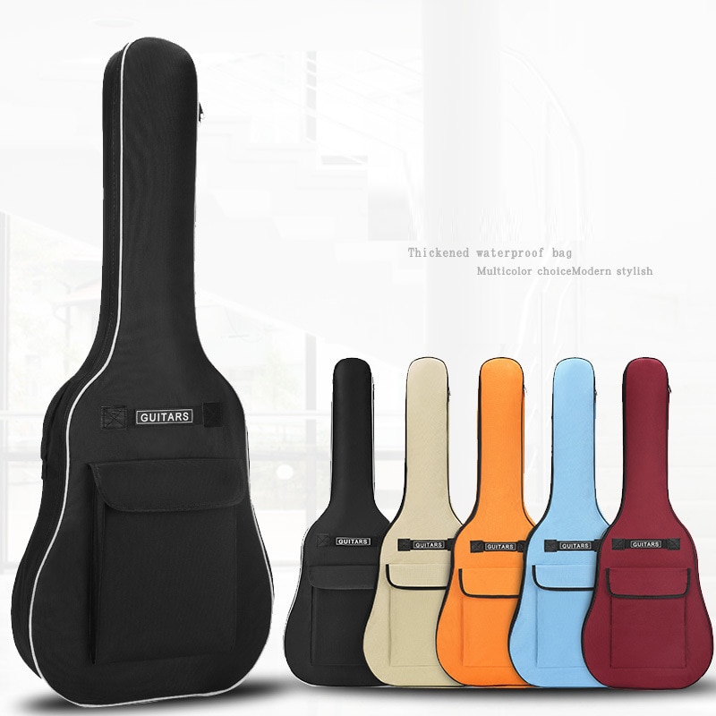 40/41 Inch Oxford Fabric Acoustic Guitar Gig Bag Soft Case 5mm Cotton Double Shoulder Straps Padded Guitar Waterproof Backpack