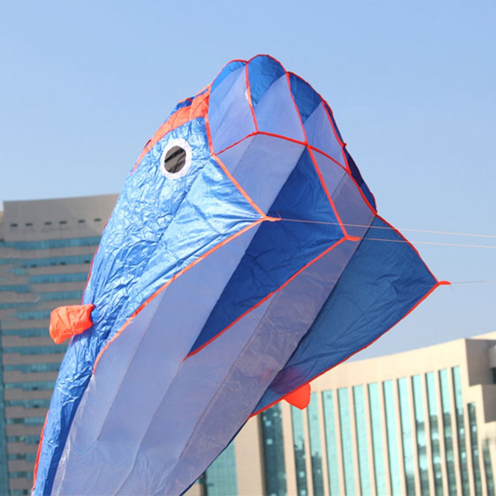 3D Enorme Soft Parafoil Giant Dolphin Blue Kite + 30M Handvat Lijn Outdoor Sport Makkelijk te Vliegen Frameloze Outdoor sport Strand Outdoor