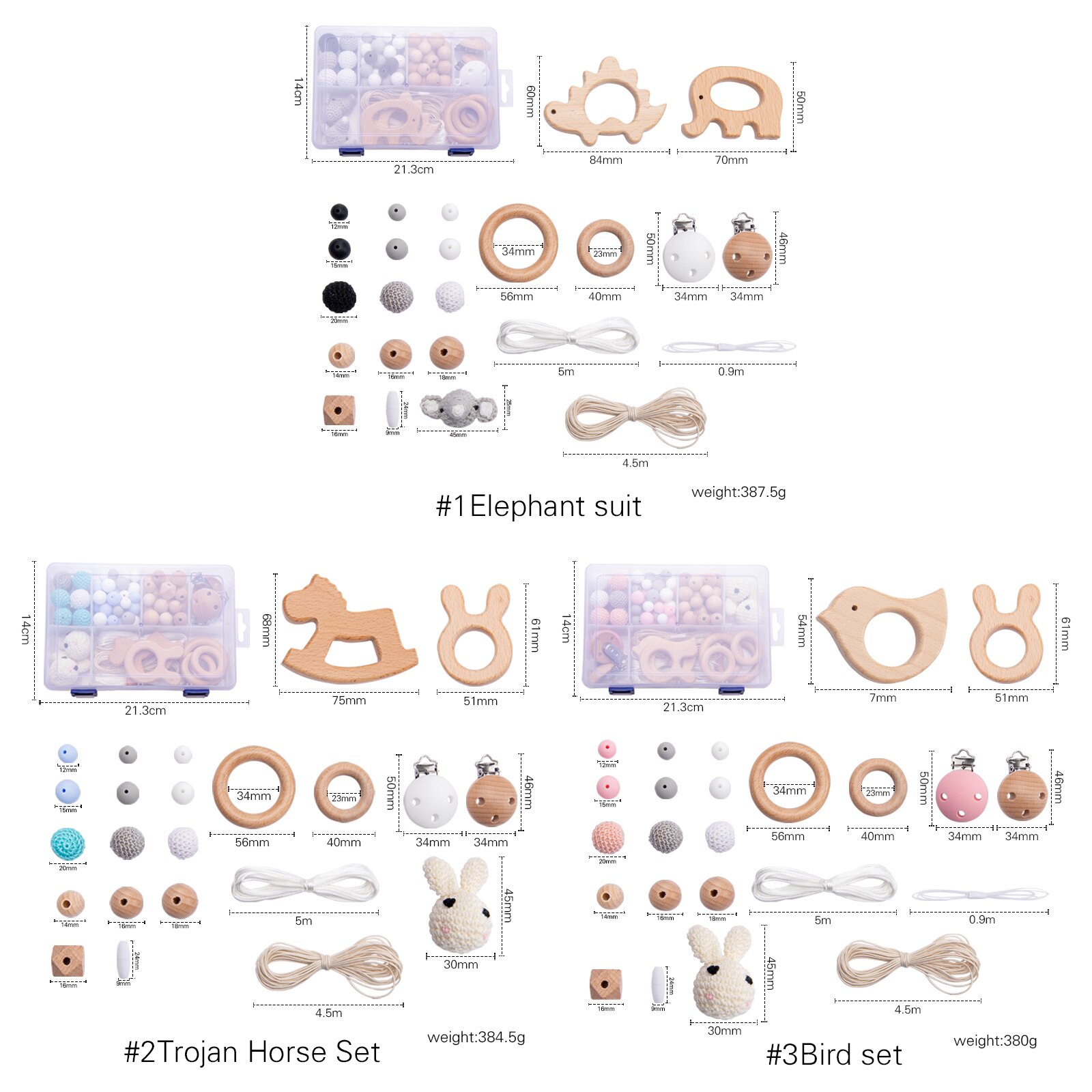 Crochet Animal Silicone Bead Set for Baby Rattle Accessories DIY Jewelry Set Crochet Beads Handmade Baby Toys Kit