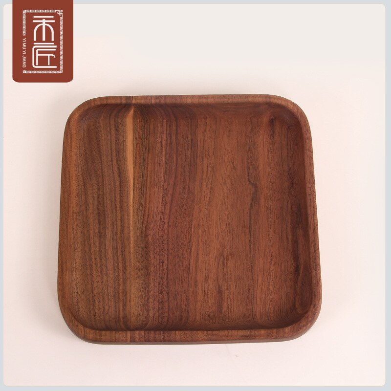 Schwarz nussbaum holz holz besteck tablett tablett Western-stil lebensmittel kuchen kaffee und Tee obst platte: 32cm 32cm 2cm