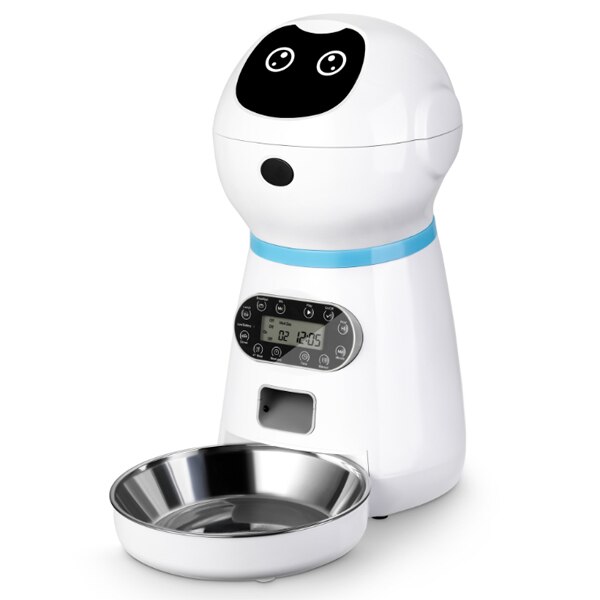 Smart automatisk foderautomat til kæledyr med stemmeoptagelse rustfrit stål lcd-skærm timer til hundemad skål kattefoder dispenser kæledyrsforsyninger: Robot kæledyrsføder