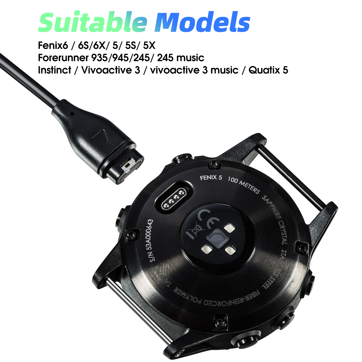 Dock-Ladegerät USB-Ladekabel für Garmin Fenix 5/5S/5X Plus 6/6S/6X Profi Saphir Venu Vivoactive 4/3 945 245 45 Quatix 5