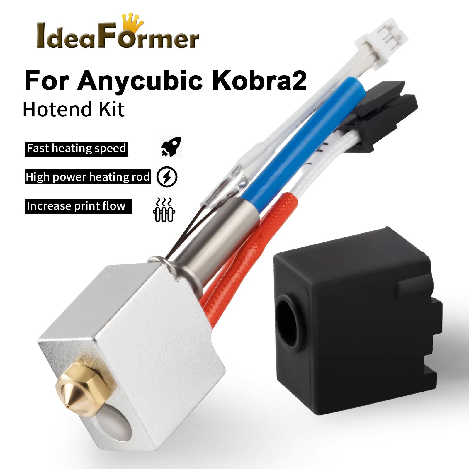 For Anycubic Kobra 2 Plus/2 Max/2 Neo/2 Pro 3D Printer Brass Hard Steel Volcano Nozzle 0.4 0.6 0.8 1.0mm For Kobra 2 hotend kit.