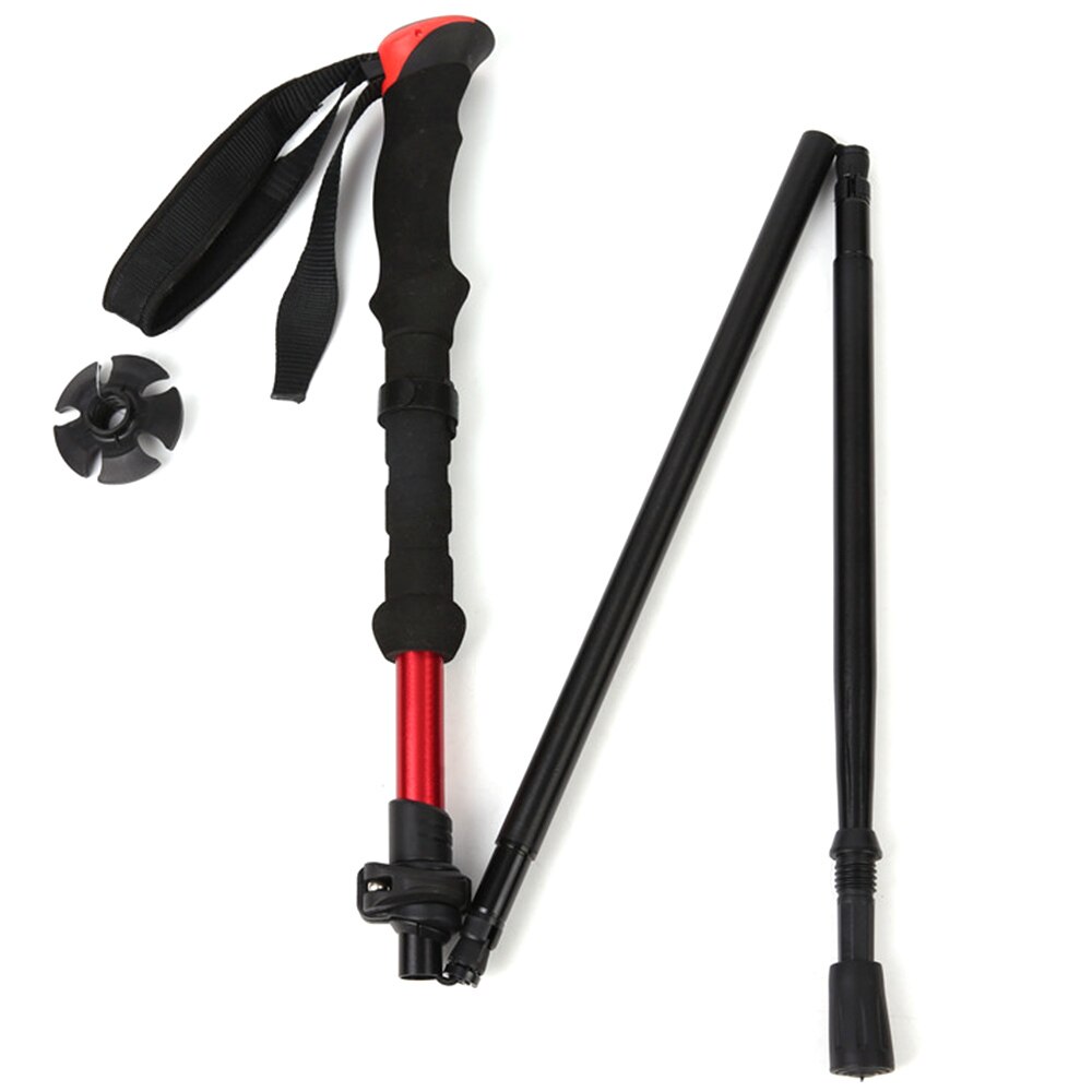 103-130cm Folding Ultralight Quick Lock Trekking Poles Hiking Pole Walking Running Stick Aluminium Alloy: Red