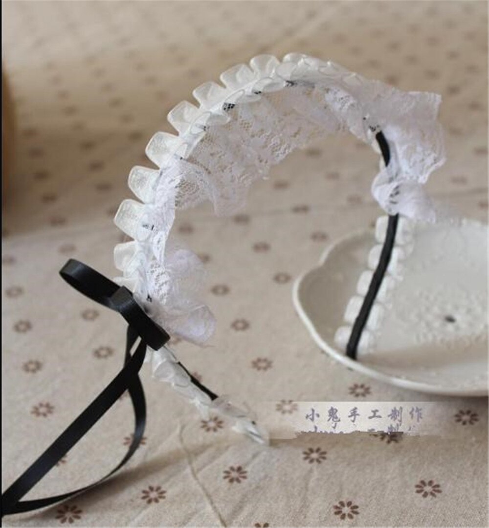 Bandeau en dentelle pour filles, 1 pièce, blanc, Lolita KC, couvre-chef Vintage, Style palais japonais, B502: Default Title