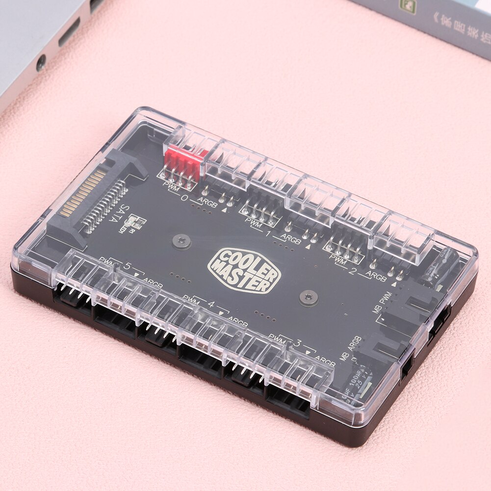 1 to 6 PWM ARGB Fan HUB Conveninently Simple Installation 4Pin PWM 3Pin Addressable RGB Adapter for Desktop PC