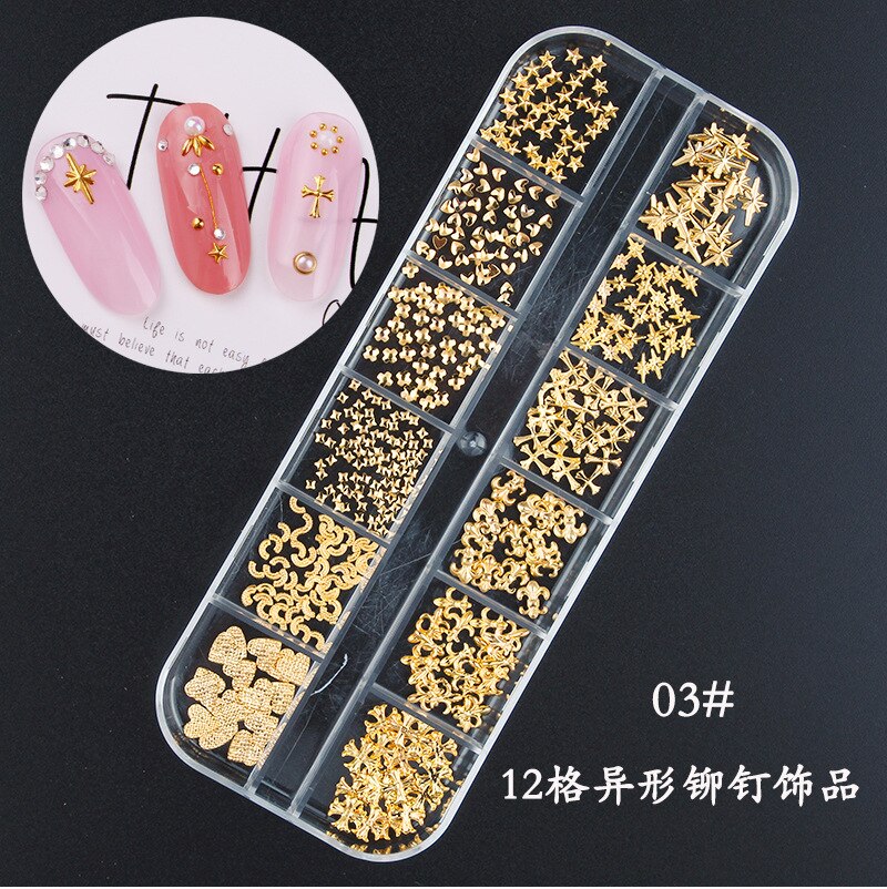 Star Mese Hollow Oro Argento Strass Chiodo di Pietre Dei Monili del Metallo 3D Unghie Artistiche Decorazione Unghie Artistiche Disegni: Radura
