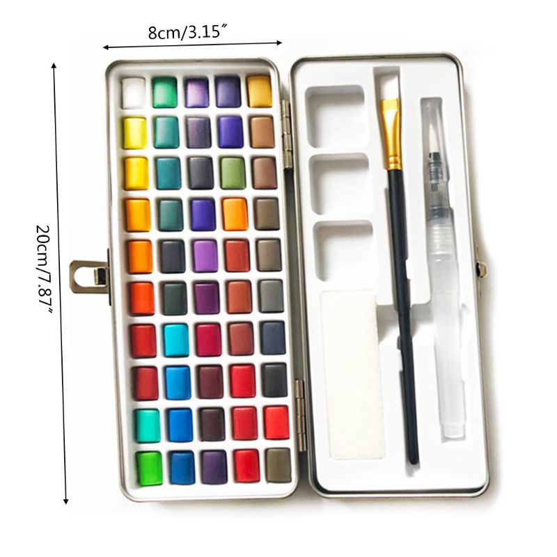 50 Kleuren Solid Aquarel Verf Pigment Set Draagbare Voor Beginner Tekening Art Y98A