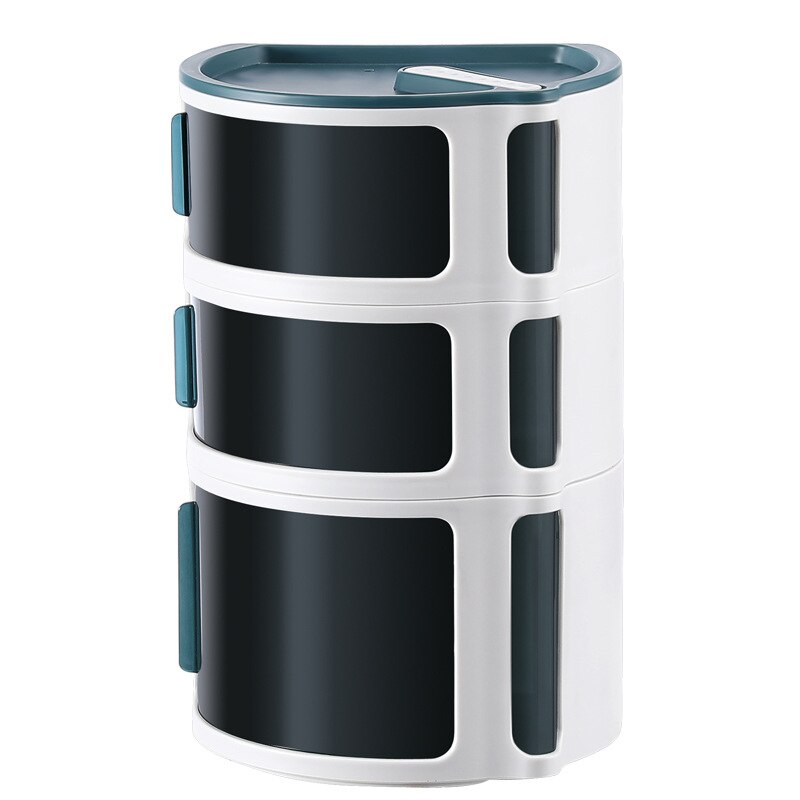 Free Stack Layers Sliding Window Wall Mounted Waterproof Bathroom Toilet Tissue Paper Holder Rack Cosmetics Desktop Storage Box: Blue Three Layers