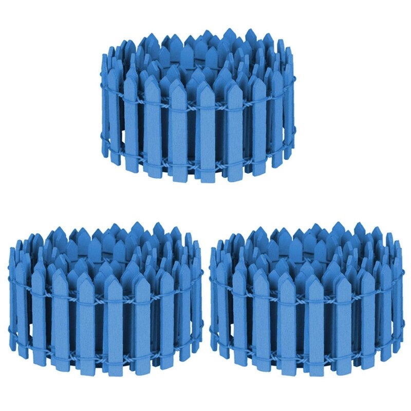 Mini vallas de madera para jardín en miniatura, accesorio pequeño de madera de 50lb, 3 piezas, 90x5cm, ideal para Micro paisajismo: deep blue