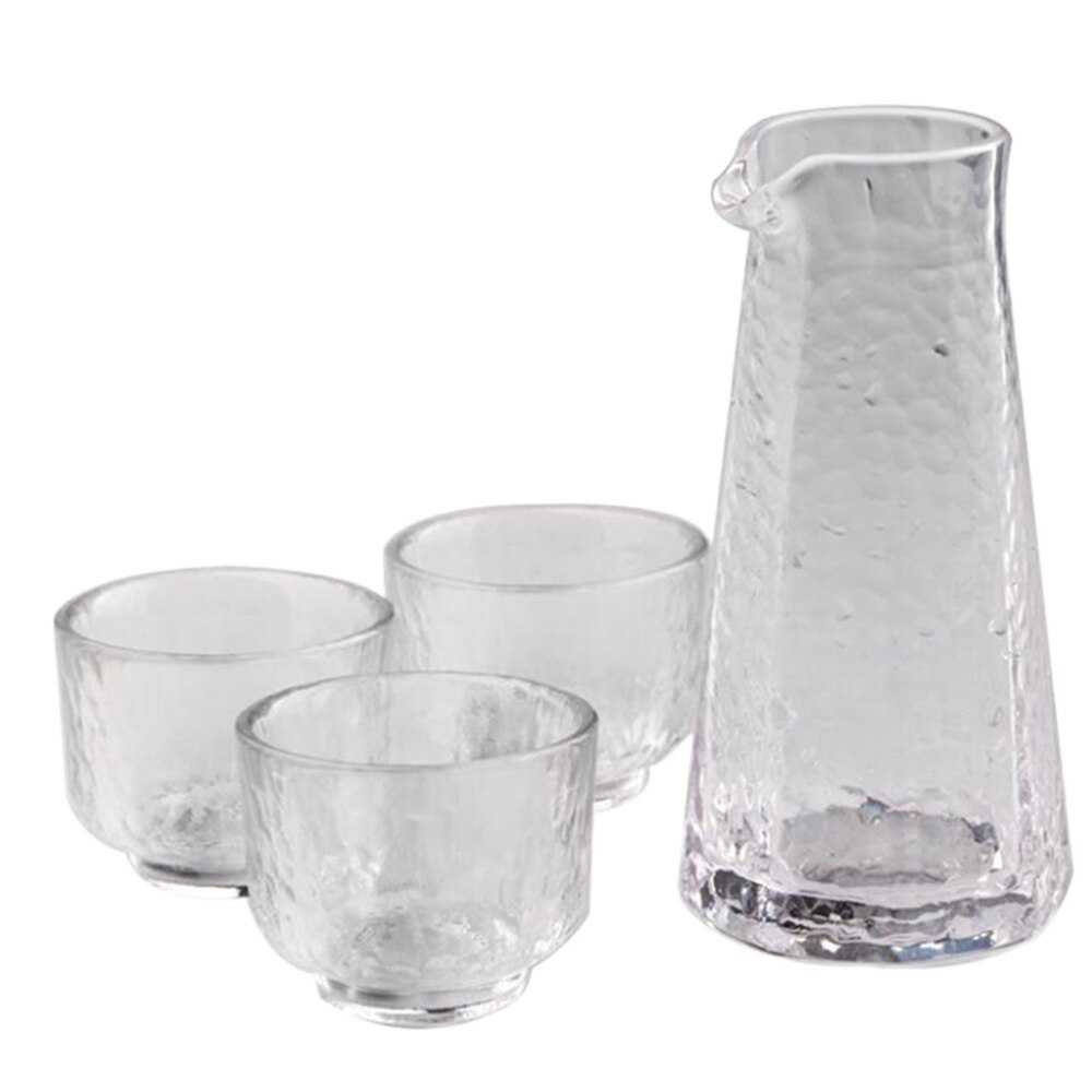 1 Set 4Pcs Glass Sake Cups Japanese Style Sake Set Sake Pot (Transparent)