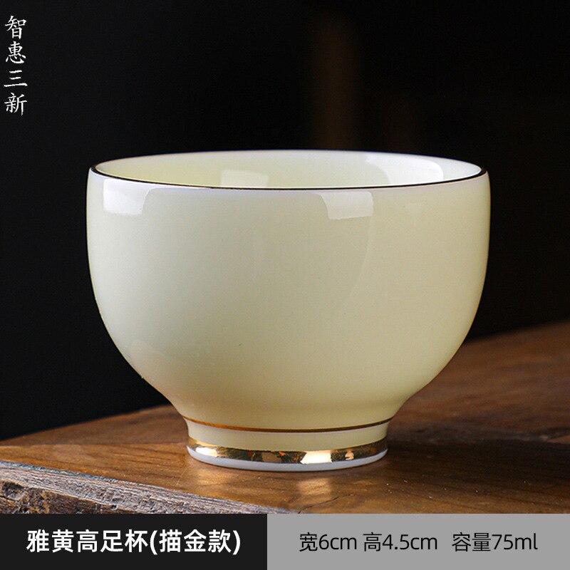 Porcelana blanca de Jade gordo de cordero, taza de té de cerámica Guanhai, juego de té de Kung Fu para el hogar, vajilla de Ceremonia de té,: Verde claro