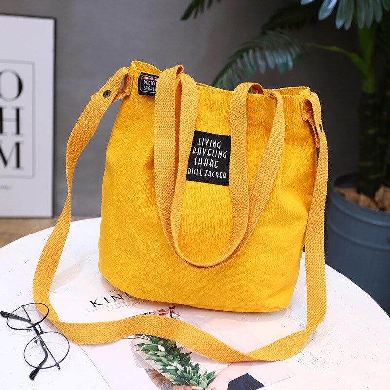 Saco de compras de lona bolsa de ombro único crossbody feminino meninas sacos de praia bolsas bolsas muje: YELLOW