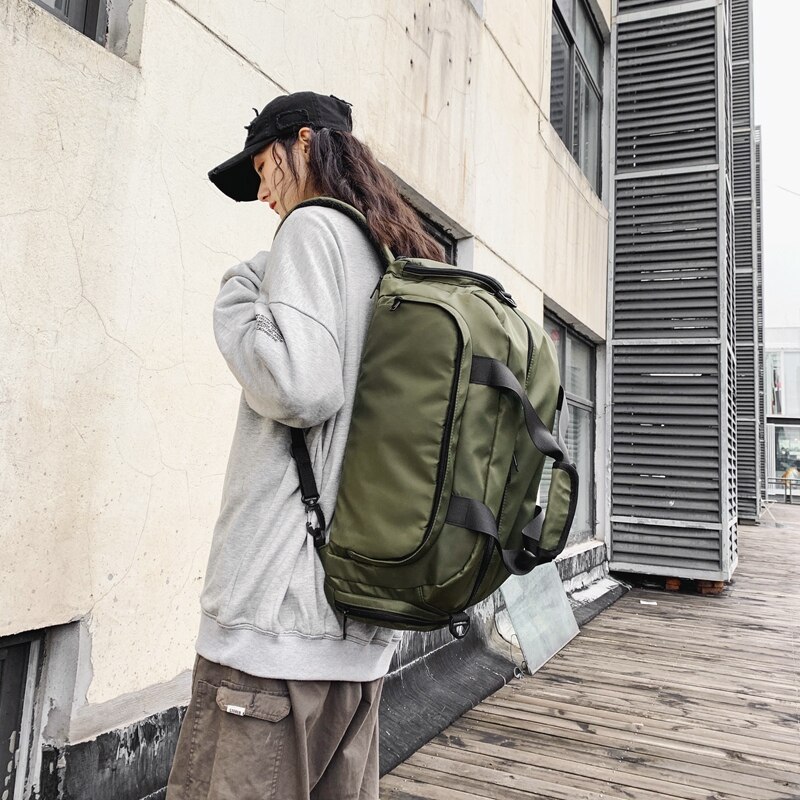 Multifunktionale Rucksack Nylon Wasserdicht lässig Gepäck Tasche Ich bin Freien Reise Rucksack Schulter Bote Sport Tasche: Armee Grün