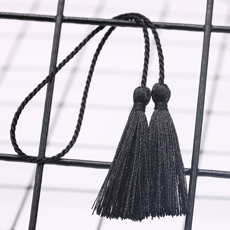 Cuerda larga de doble extremo con flecos para decoración, cinta de cordón de seda con flecos para manualidades, joyería, prendas de vestir, 5 uds.: Black tassls
