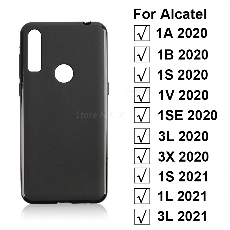 Soft Black TPU Case For Alcatel 1S 3L 3X 1A 1B 1SE 1V 1S Silicone Cover Tempered Glass For Alcatel 1S 1L 3L Case Vetro
