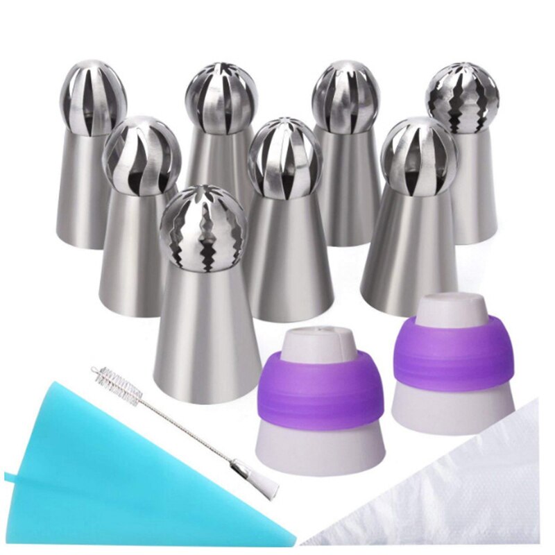 22 Stks/set Russische Icing Piping Tips 1 Pcs Siliconen Tas 2 Koppeling Blad Nozzles Borstel Cupcake Cake Decorating Diy Dessert