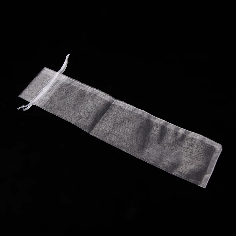 50 Pcs White Drawstring Organza Folding Hand Fan Pouch Party Wedding Bags