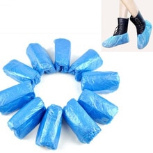100 Disposable Shoe Cover Overshoes Blue Anti Slip Plastic Cleaning Boot Safety Rain Covers