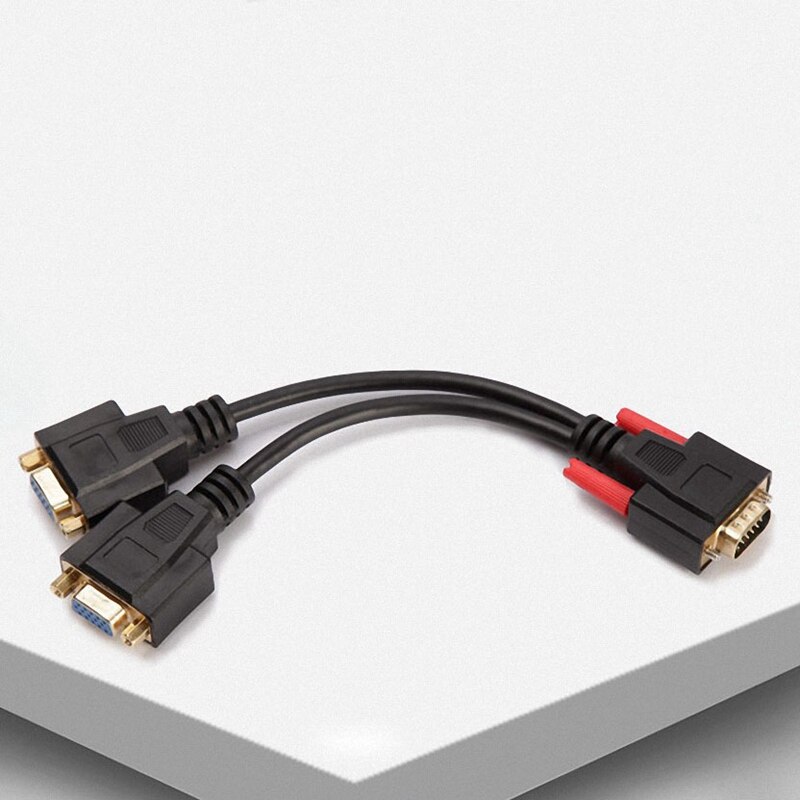 Vga splitter 1 male to 2 female 15-- pin vga metal-plated splitter suitable for home audio-visual equipment
