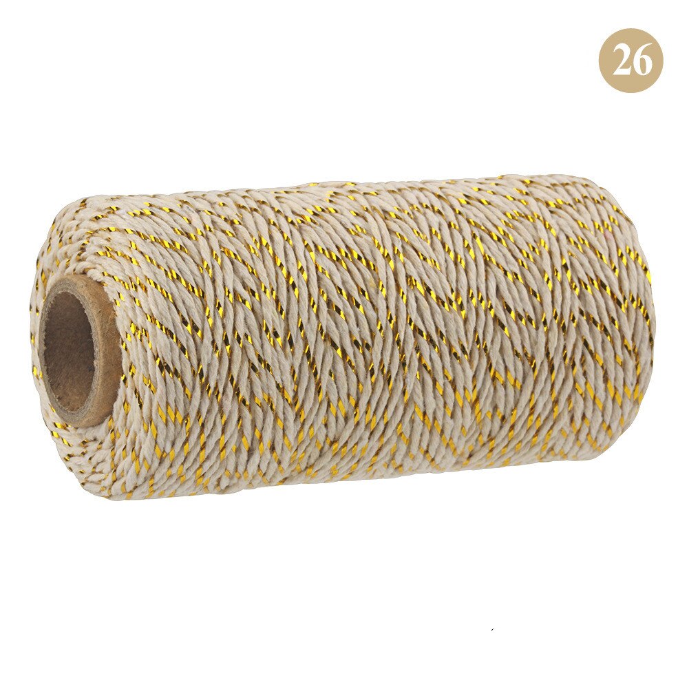 Hilo de algodón colorido para manualidades, hilo de macramé, para envolver , decoración de boda, 100 m/rollo: Gold Beige
