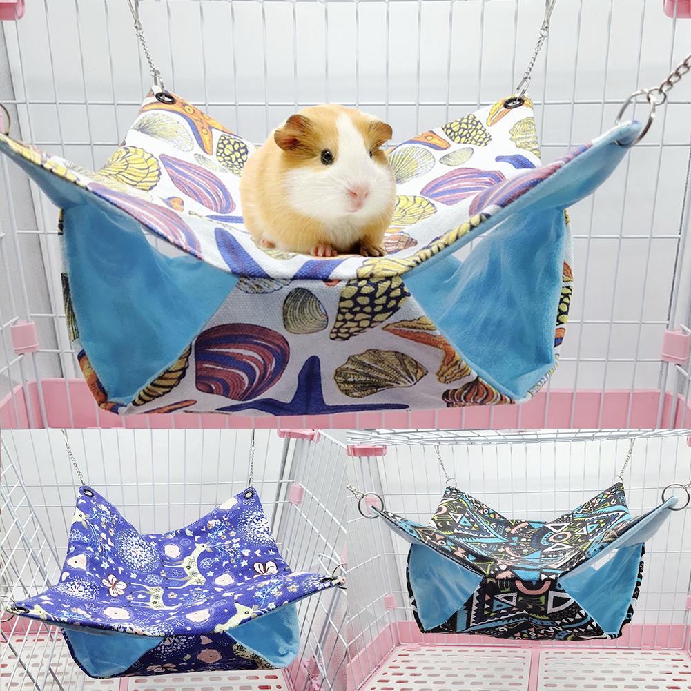 Huisdieren Hangmat Katoen Hamster Muis Opknoping Kat Bed Huisdier Eekhoorn Hamster Gedrukt Double Layer Hangmat Opknoping Bed Zachte Huis Nest