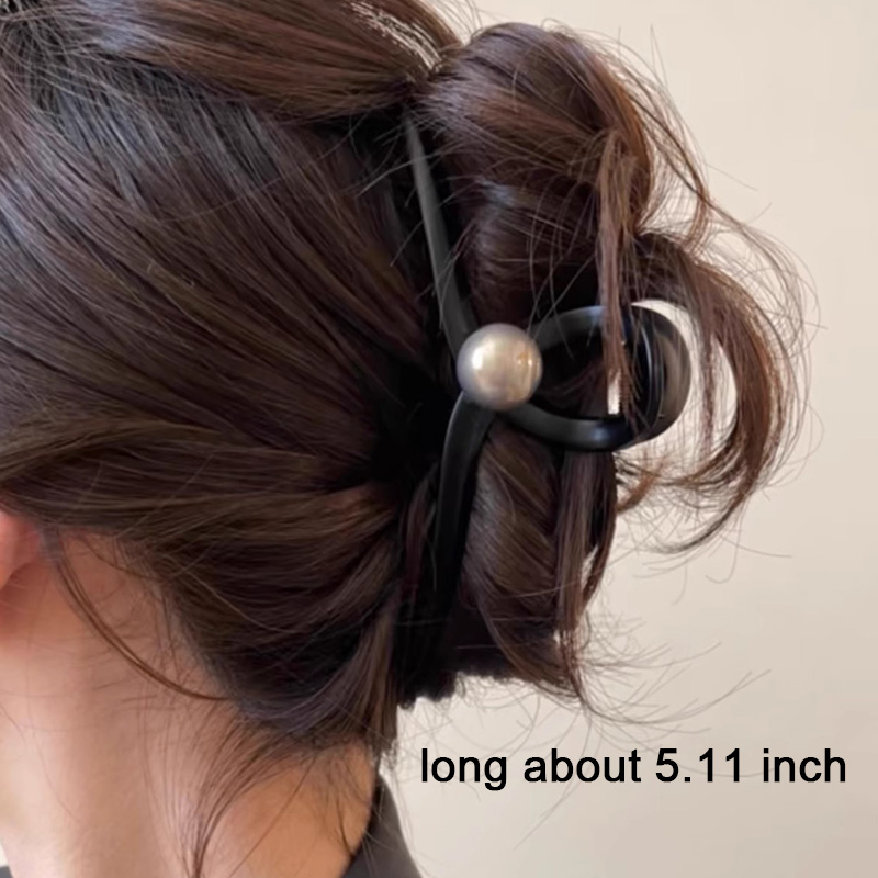 Pinzas para el cabello de perlas negras Vintage para mujeres y niñas, adorno de temperamento, pinzas simples, horquilla, accesorios para el cabello de: Azul cielo
