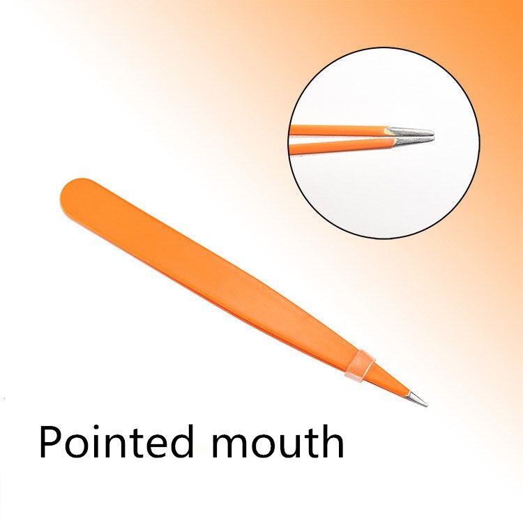 Wenkbrauw Pincet Set Rvs Slant Tip/Punt Tip/ Flat Tip Ogen Tweezer: Oranje
