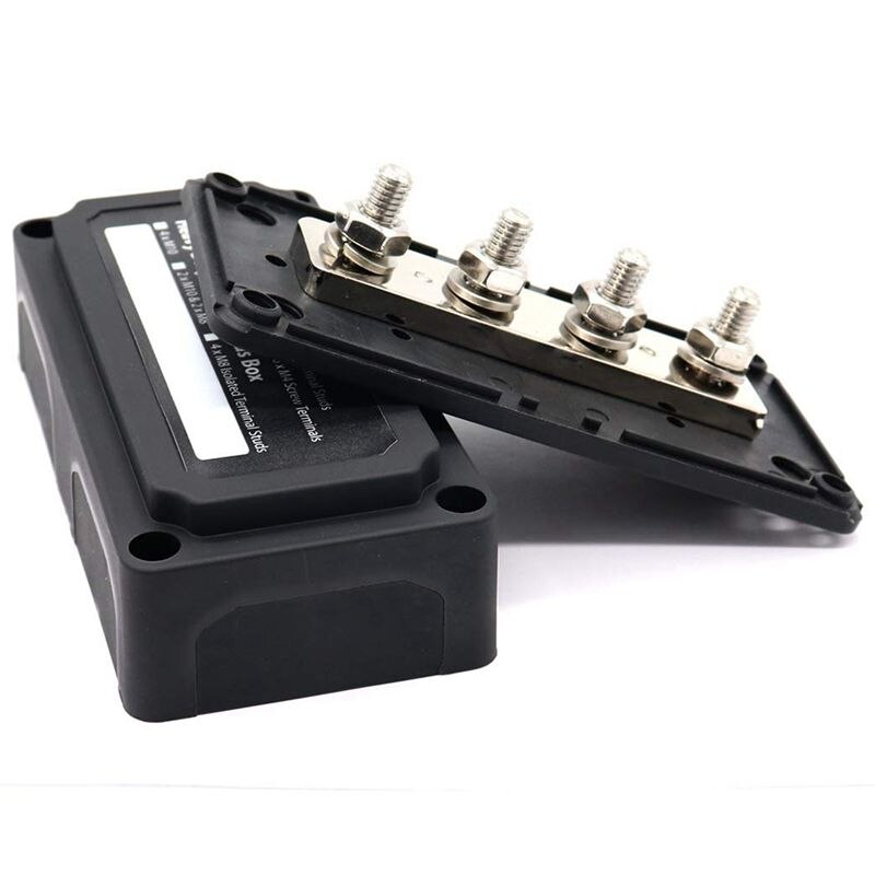 DC 48V 300A 4 terminales pendientes barra Bloque de Distribución de Energía para coche barco (negro)