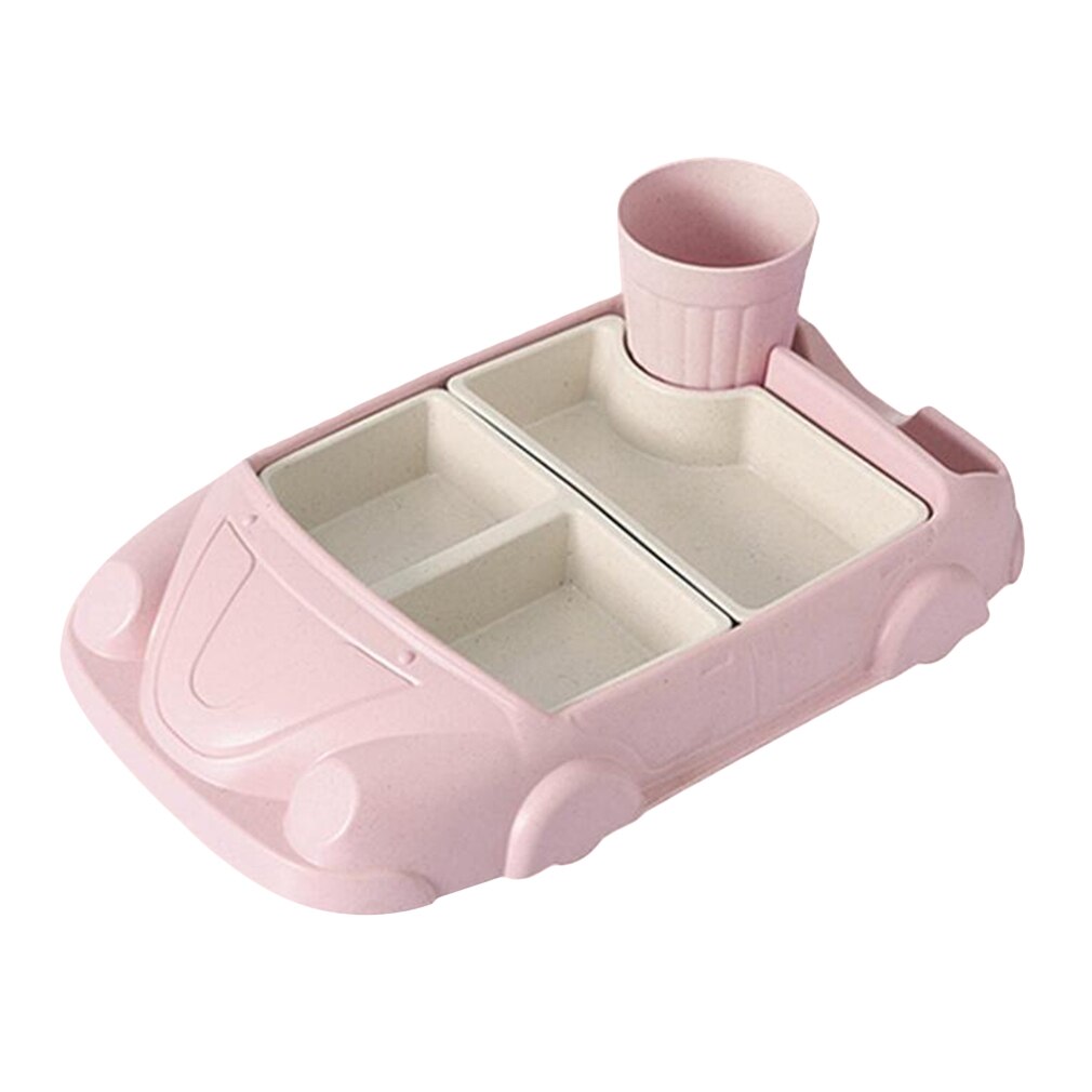 Assiette à dîner en forme de voiture pour bébé, vaisselle pour enfants, dessin animé, assiette d'entraînement, vaisselle pour enfants: Rose