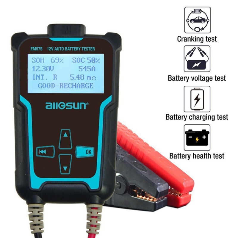 Mulcort Tester batteria per auto 12V/24V Analizzatore di batteria digitale LCD Strumento diagnostico per carica auto SOH SOC CCA Misurazione IR per auto camion moto