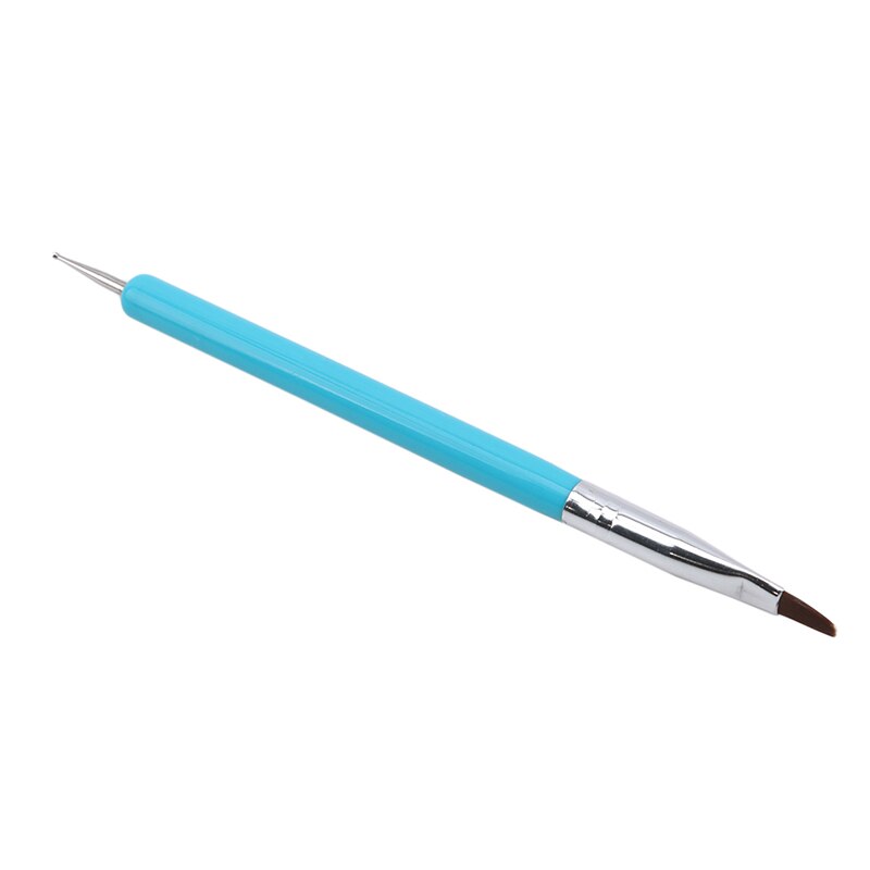 Bolígrafo de acrílico de doble uso de punta plana, punta de taladro, punta de flor, punta de punteado, bolígrafo, Gel UV, herramienta para pulir uñas: Azul
