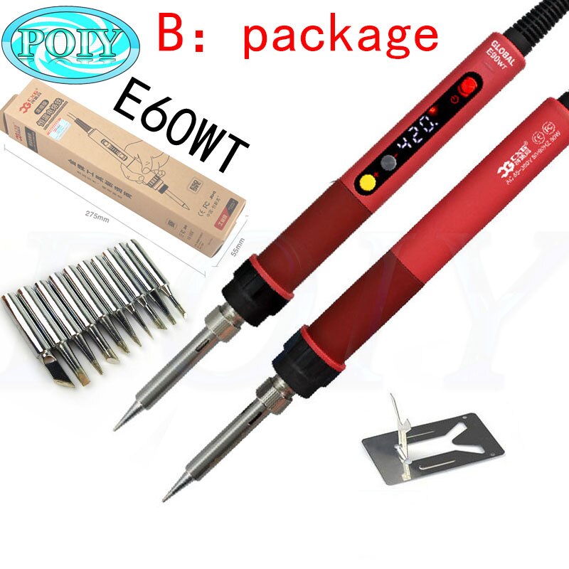 110V/220V CXG E60WT LED Digital Adjustable Electric Soldering Iron 60W Constant temperature Soldering Station E60W: CXG E60WT B / AU