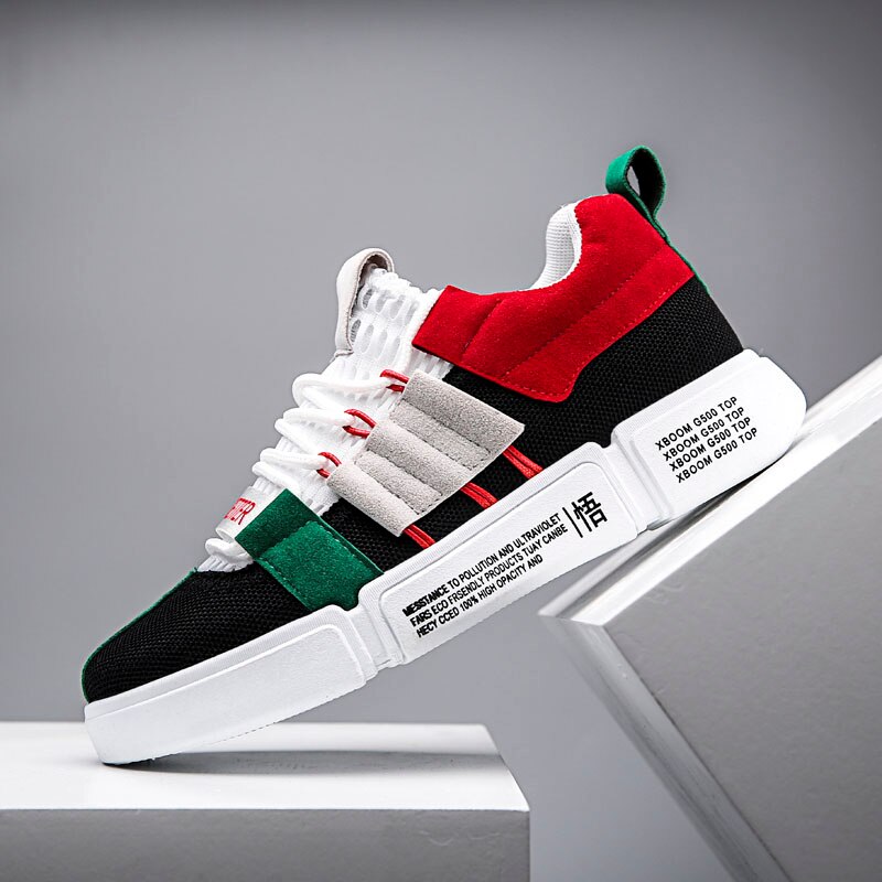 7 farver løbesko mænd blandede farver sneakers mand patchwork sportssko ungdom klassisk trend jogging fodtøj zapatillas: Sort / 10