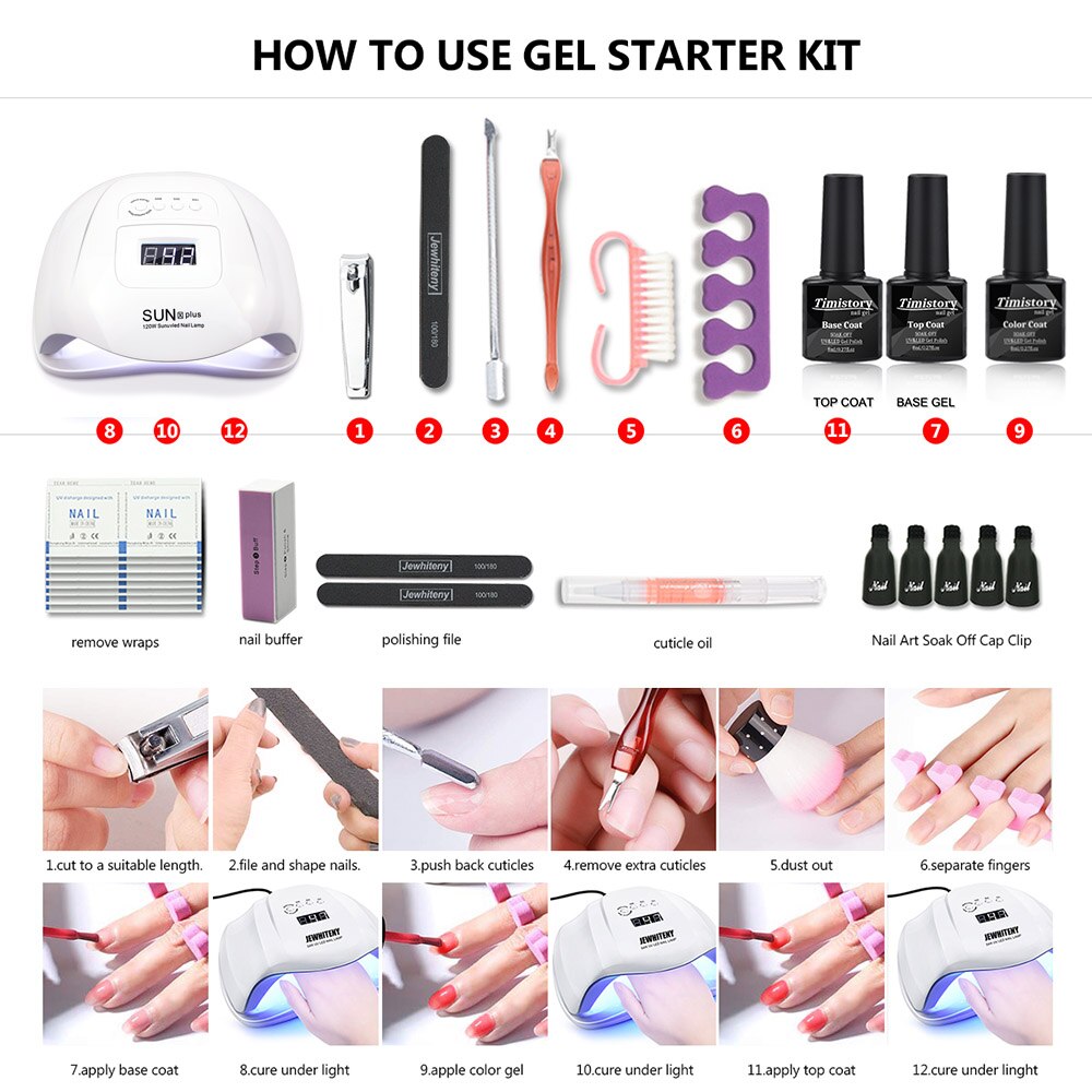 Super Maniküre Set 120W/54W Led Nagel Lampe 20000RPM Nagel bohrer Maschine Mit 50 Farbe UV gel Nagellack Acryl Kit Nail art Set